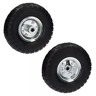 2 X 10  Pneumatic Sack Truck / Trolley / Garden Cart Wheels 4.10/3.50 - 4 • £17.40