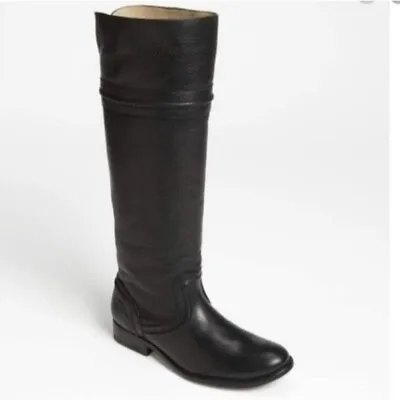 Frye Melissa Trapunto 6.5 Black Tall Classic Riding Boot Leather • $100