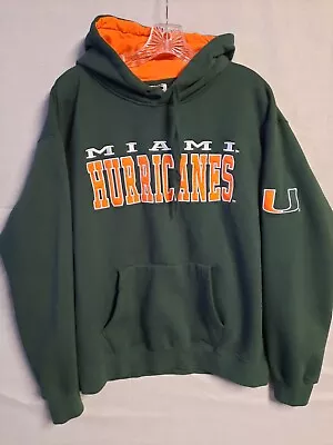 Miami Hurricanes  U  Fleece Hoodie. Men's XL. Dk. Green. VGC. • $18.88