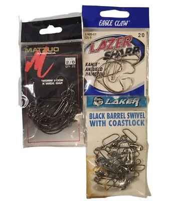 Eagle Claw L142GH Kahle Offset Matzuo America Wide Gap 2/0 Fishing Hooks Swivels • $14.99