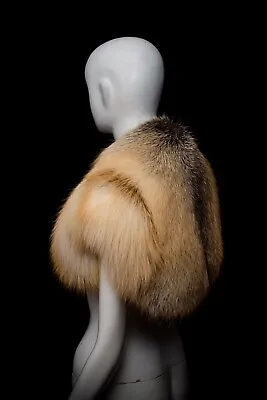 Genuine Natural Golden Island Fox Fur Bolero Shrug Jacket Gilet • $434.99
