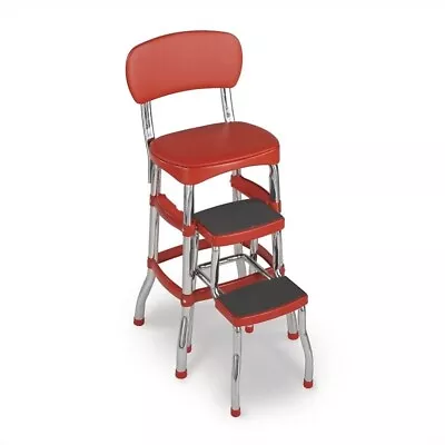 Cosco Retro Counter Stool With Pull Out Step Stool In Red • $118.99