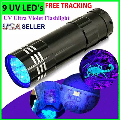 UV 9 LED Flashlight Ultra Violet Mini Tactical Blacklight Light Black Torch 395 • $5.49