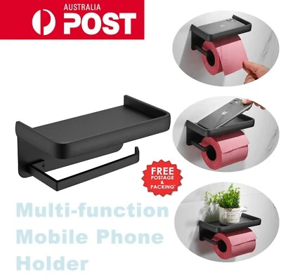 $14.40 • Buy Luxury High Quality Aluminum Toilet Paper Holder Storage + Phone Shelf Bathroom
