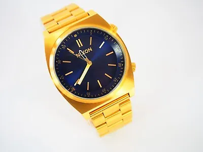 Nixon Brigade SS Gold / Dark Blue Watch With Outer Dial Timer NWOT • £124.99