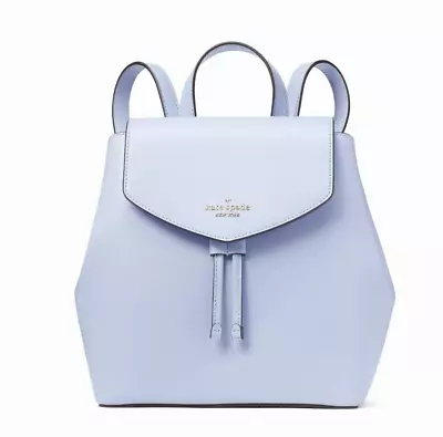 New Kate Spade Lizzie Saffiano Leather Medium Flap Backpack Candied Flower Blue • $119.90