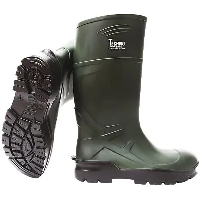 Troya Ultragrip Techno Green Wellington Safety Boots 6.5 New Arco Steel Toecap • £19.99