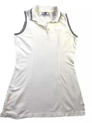 Slazenger UK Tennis Dress Medium Collar Slit Sides Vintage Cotton Spandex • $49.99