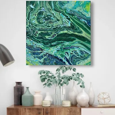 Original Picture Paintings Abstract Modern Green • $173.13