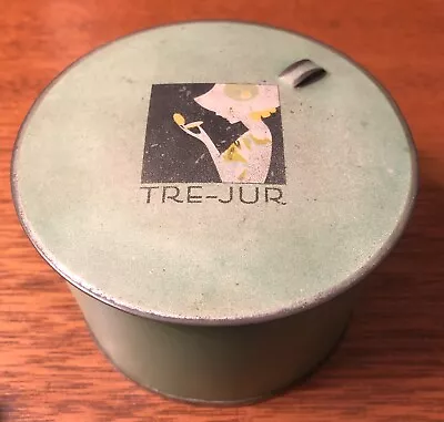 Vintage House Of Tre-Jur Art Deco Bath Powder Tin Round Paris New York • $22