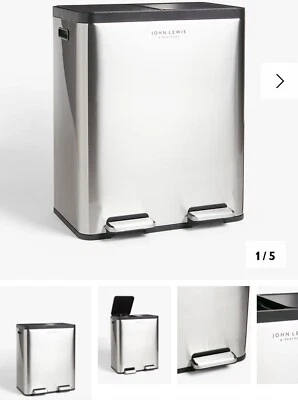 £30 • Buy John Lewis 2 Section Recycling Pedal Bin, 60L, Brushed Stainless Steel