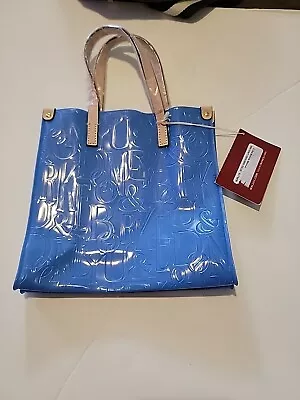 Dooney & Bourke DB Logo Embossed Blue Small Lunch Tote Hand Bag New  • $40