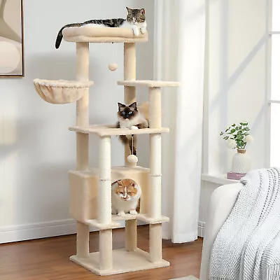 PETEPELA Cat Tree Tower Scratching Post Scratcher Tree Bed Wood Condo Toys 140cm • $71.99