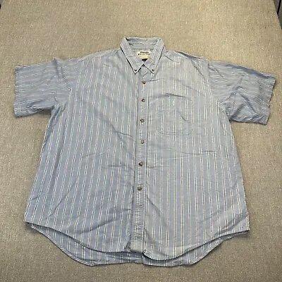 Vintage Wrangler Rugged Wear Shirt Mens 4XL Blue Striped Short Sleeve Button Up • $11.33