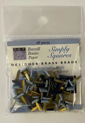 MONOCHROMATIC BLUE Square Matte Finished Metal Brads(48pc) Bazzill•Split-Pins• • $3.29