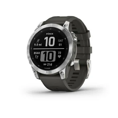 Fenix 7 Silver Graphite Band - Garmin Fitness Watch (010-02540-01) • $799