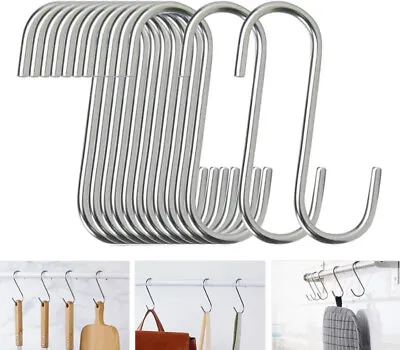 40 Heavy Duty Pack S Hooks Stainless Steel S Hooks For Hanging Pots Pans Plants • $11.99