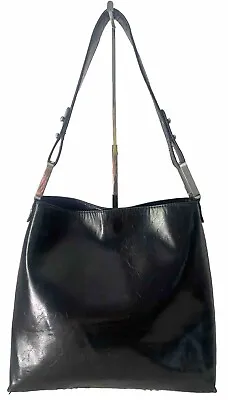 Zara Black Shoulder Bag Handbag Purse Vegan Leather Medium Bottom Studs Classic • $22.99