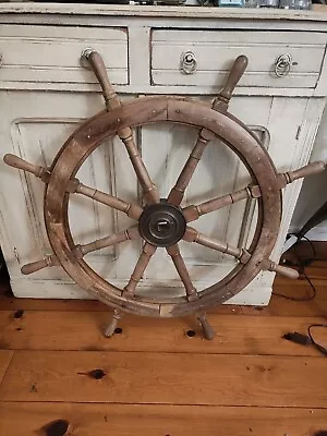 Vintage Maritime Nautical Boat Wooden Ship Wheel 36  Antique Steering Wheel Deco • $140.25