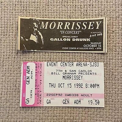 1992 Morrissey Concert Ticket And Promo Ad Listing San Jose California • $18