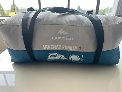 Quechua Arpenaz 4.1 4 Persons Camping Tent - Peacock Blue/Iced Coffee (2560115) • £100