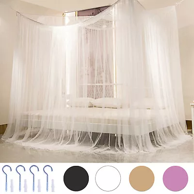 4 Corner Elegant Mosquito Net Hanging Bed Canopy Cover Set Bedroom Decoration • $19.99