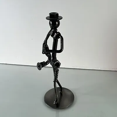 Metal Art Repurposed Nuts & Bolts Figurine Sculpture Steampunk Music Sax Player • $37.95