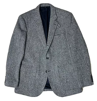 J Crew Harris Tweed Blazer Medium Gray Herringbone Wool Vented Fall Winter 42L • $119.99