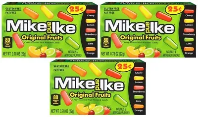 3x Mike & Ike Original Fruits Minis Chewy Assorted Fruit Flavored Candy 22g • $7