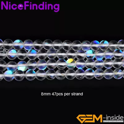 Mystic Aura Quartz Beads Holographic Crystal 15'' 6mm 8mm 10mm 12mm DIY Bracelet • $3.91