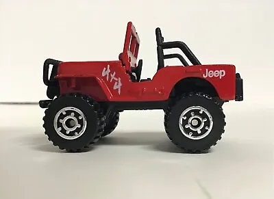 1998 Matchbox Red Jeep 4X4 Lifted Big Knobby Tires Roll Bar Big Bumpers • $3