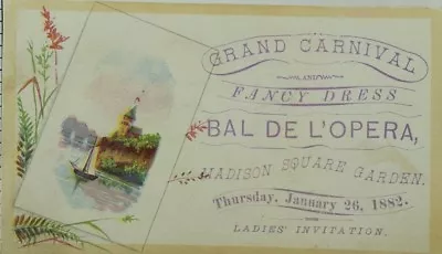 1882 Madison Square Garden Fancy Dress Ball Opera Invitation Card #1 P31 • £78.39