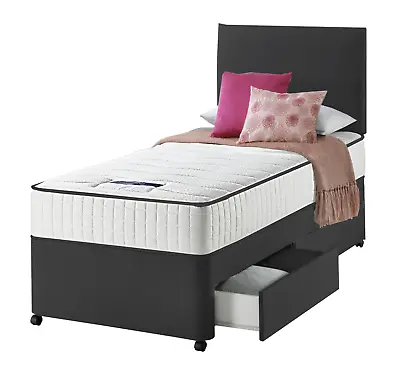 £83.18 • Buy Single Divan Bed Set 3FT Drawer Option With Mattress For Kids Adults & Children