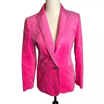 J.Crew $218 Petite Velvet One Button Blazer Pink Size P2 BU748 • $150