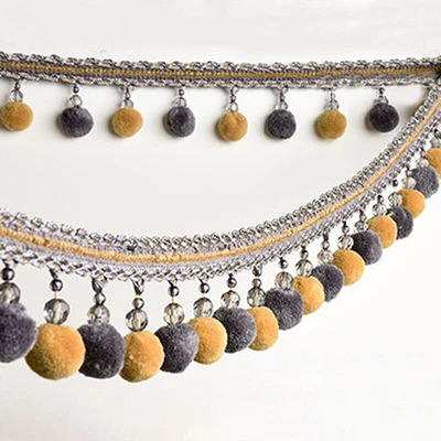£6.55 • Buy 1M Pom Pom Bobble Trim Ribbon Bead Curtain Tassel Fringe 2cm Sewing Fabric Trim