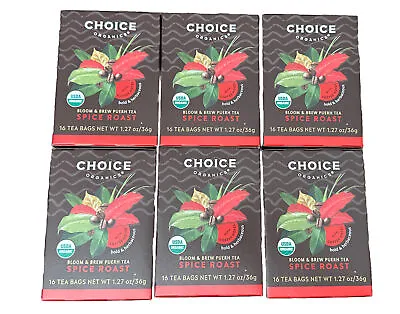 $0.99 • Buy Choice Organics Spice Roast Bloom & Brew Puerh 16 Tea Bags 6 Boxes Best By 8/25