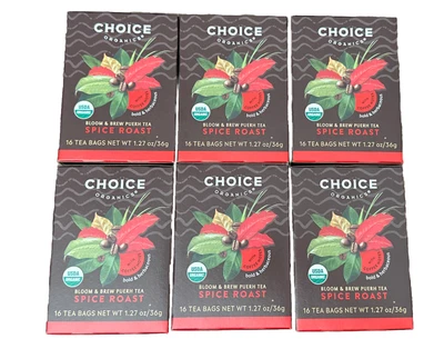 $0.99 • Buy Choice Organics Spice Roast Bloom & Brew Puerh 16 Tea Bags 6 Boxes Best By 8/25