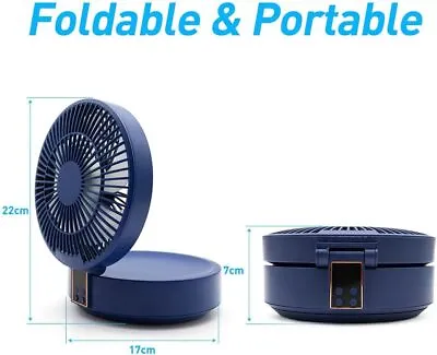 Silent Desk Fan USB Small Table Fans 4000mAh Rechargeable Battery Foldable Fan • £41.23
