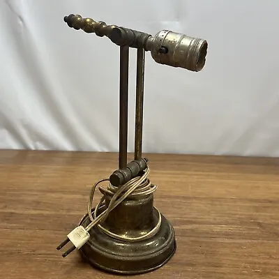 Vintage Brass Desk Lamp Articulating Arm Industrial Steampunk Working No Shade • $19.47