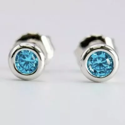 Tiffany Co 925 Silver Elsa Peretti Blue Aquamarine By Yard Earrings W/ Pouch • $249.99