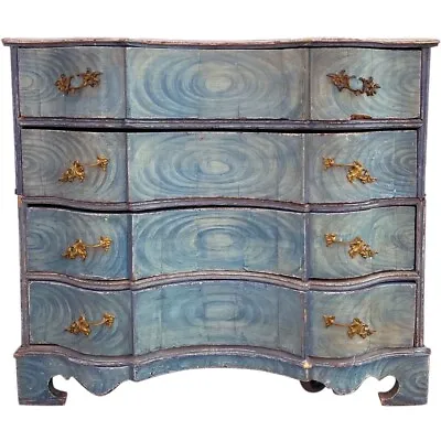 Antique Swedish Oak Blue Painted Two-Part Chest Of Drawers 18th Century • $3250