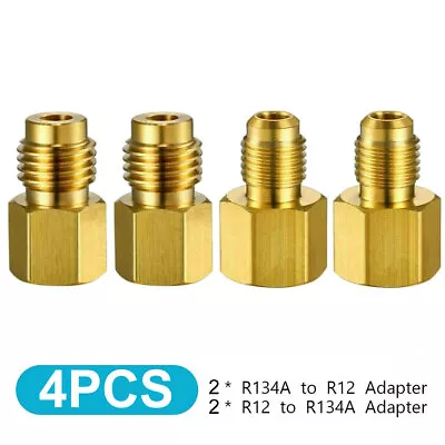 4PCS R134a To R12 Fitting Adapter 1/4 Female Flare 1/2 Acme Male Valve Kits+ • $11.09