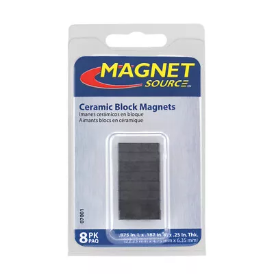 .875 In. Ceramic Block Block Magnets 0.6 Lb. Pull 3.4 MGOe Black 8 Piece • $1.99