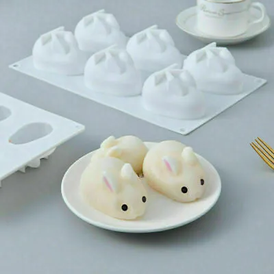 6 Rabbits Easter Bunny Silicone Mould Chocolate Fondant Jelly Ice Cube Soap Mold • £3.46