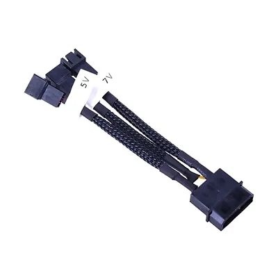 Phobya Adaptor Cable 4-Pin Molex To 3-Pin 5V/7V/12V 10cm Sleeved Black • $6.80