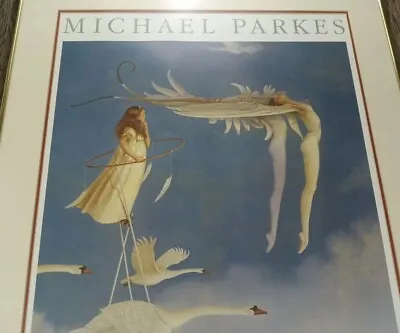 Vtg 1988 Michael Parkes  Swan Spirit  Oil On Wood Steltman Edition Print  • $219.45