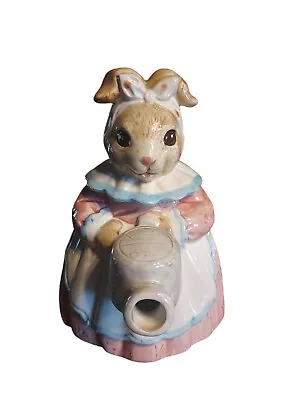 Vintage Easter Girl Bunny Decorative 7  Ceramic Pitcher Made In Taiwan • $18.99