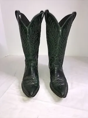 Vintage Great Western Boot Co. Code West Women's Green Leather Boots Size 5.5 • $65