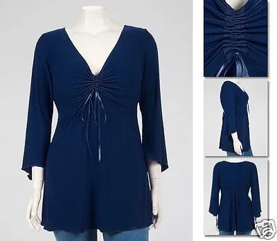 NEW Zaftique LONG ADJUSTABLE DIVA Top NAVY BLUE 0Z 1Z 3Z / 14 16 24 / L XL 1X 3X • $38.99