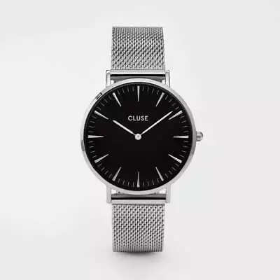 CLUSE Boho Chic Mesh Silver/Black 38mm Dial CW0101201004 • $149